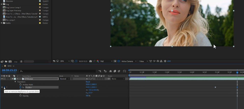 Свойства и анимация клипов в After Effects