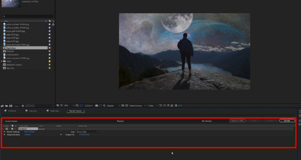 рендеринг, экспорт и динамическое связывание в After Effects