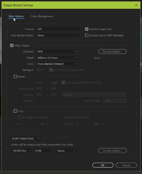 рендеринг, экспорт и динамическое связывание в After Effects