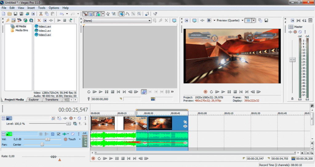 Как сохранить видео в Sony Vegas Pro 4