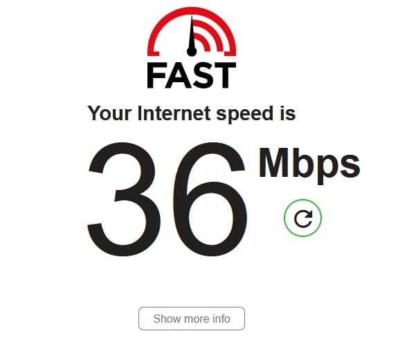 Проверка скорости интернет подключения на сайте fast.com