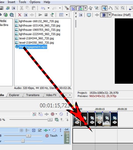 Sony Vegas - как вставить музыку